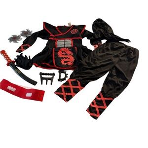 Ninja Warrior Kids Costume - 8 Piece Black and Red Small
